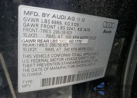 2013 Audi Q7 Prestige from USA, damaged, VIN WA1DGAFEXDD009156